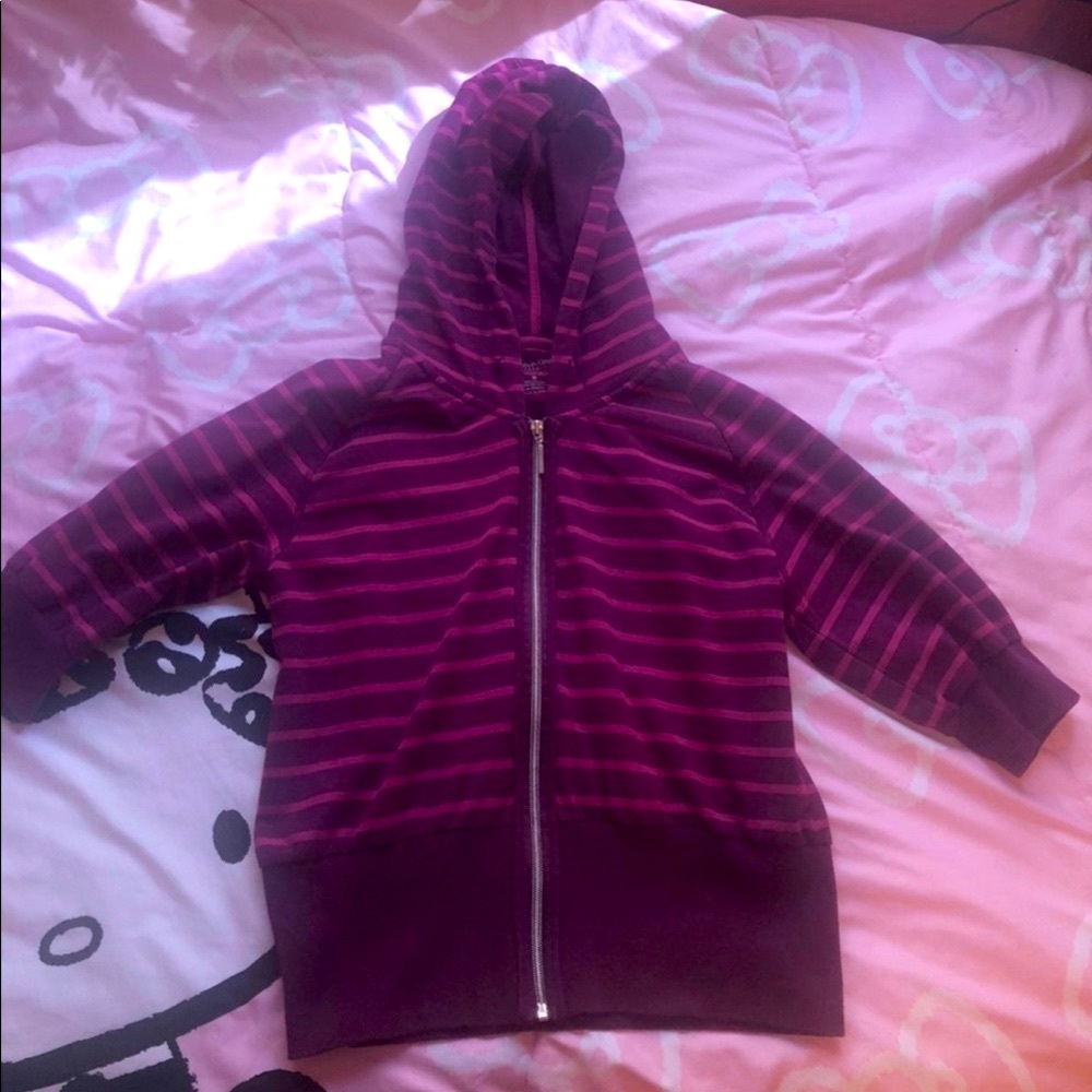cropped striped hoodie 3/4 sleeves